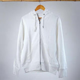 100 % Cotton Knitted Hoodie with Zipper White