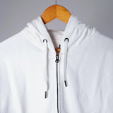 100 % Cotton Knitted Hoodie with Zipper White