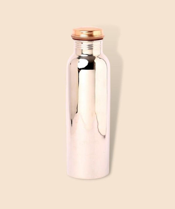 Copper Water Bottle With Ss Finish New