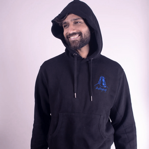 100 % Cotton Knitted Adiyogi Hoodie - Black