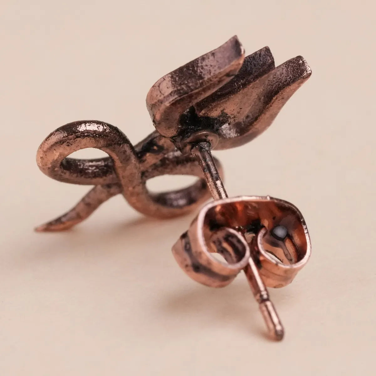 Infinity Trisul Copper Earrings