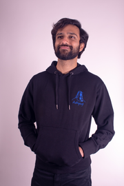 100 % Cotton Knitted Adiyogi Hoodie - Black