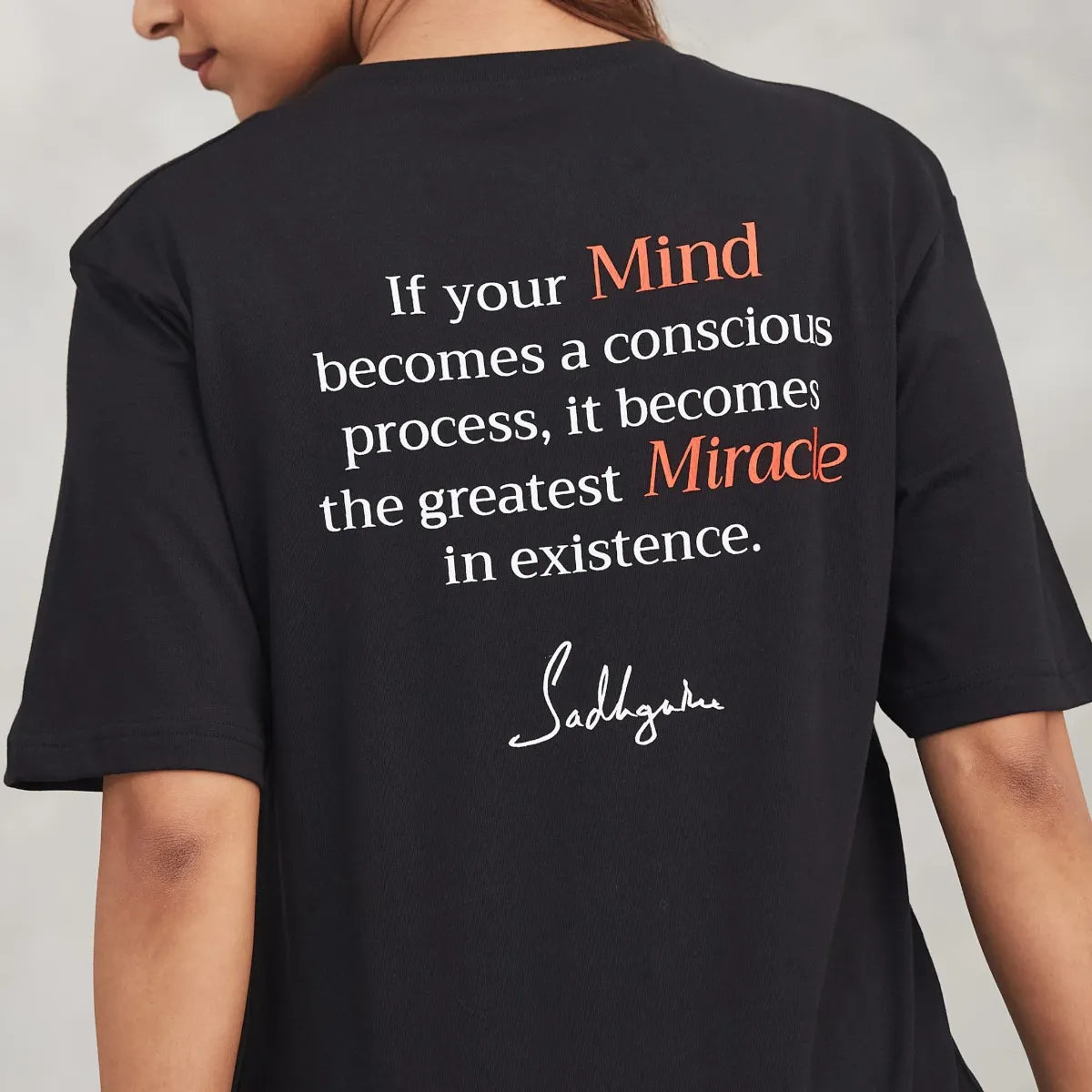 Miracle of Mind Black Cotton T-Shirt - Tree