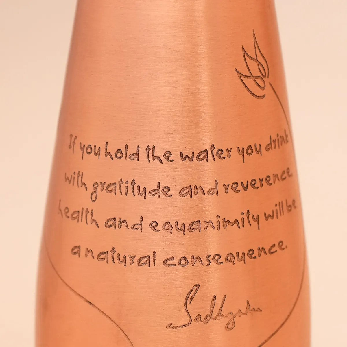 Copper Water Bottle Engraved with Sadhguru Quote, 700 ml