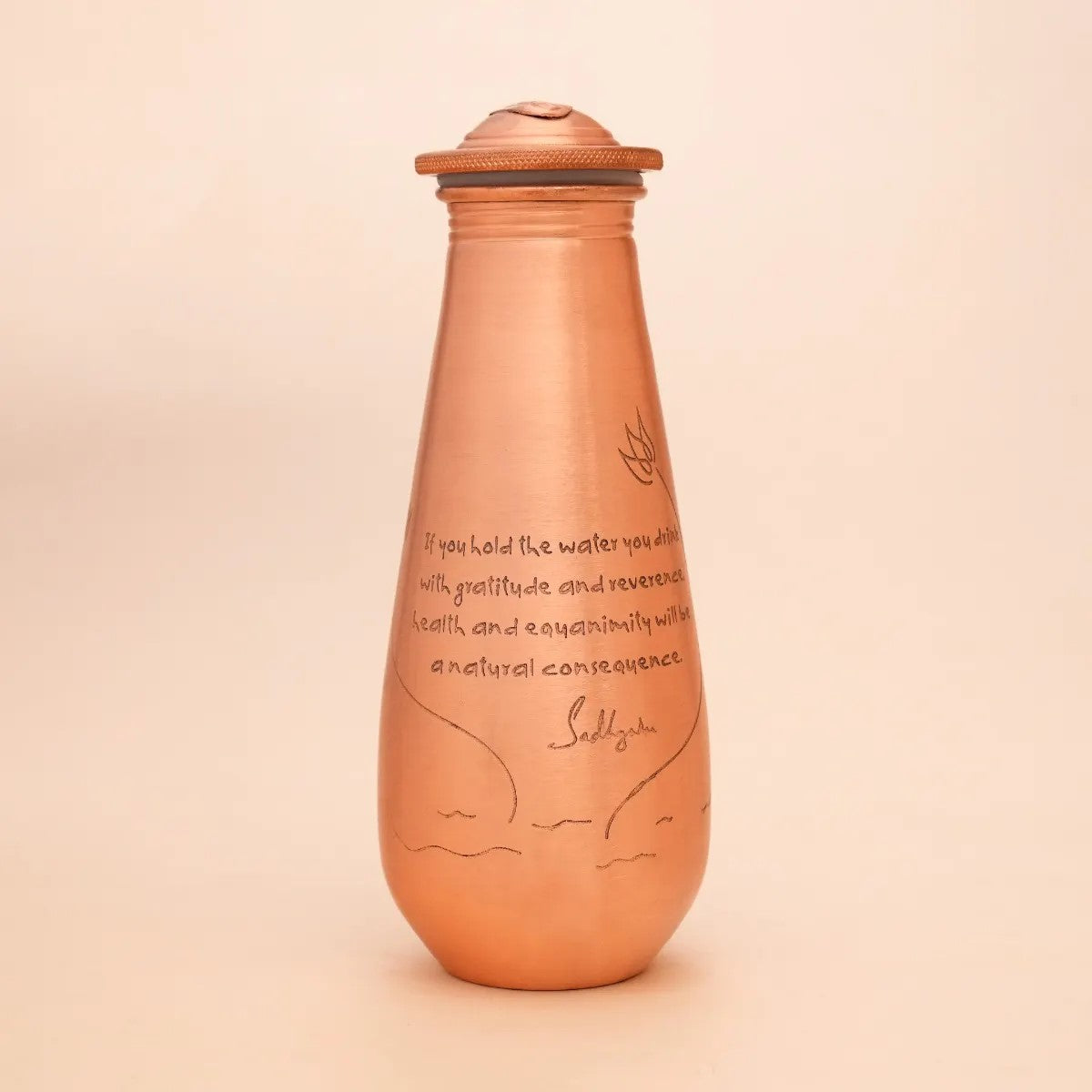 Copper Water Bottle Engraved with Sadhguru Quote, 700 ml