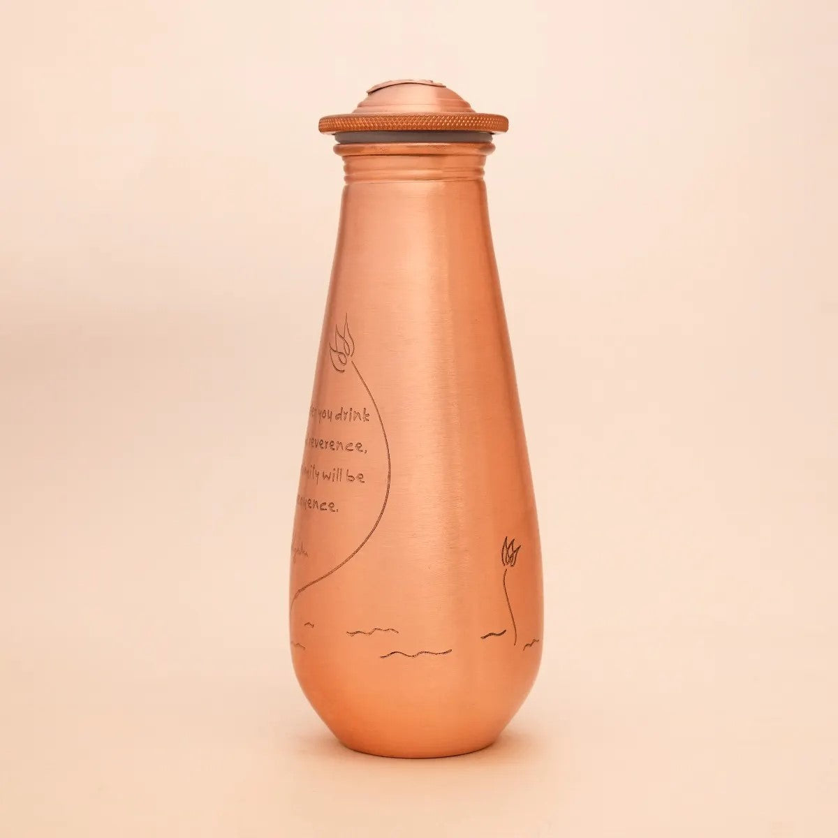 Copper Water Bottle Engraved with Sadhguru Quote, 700 ml