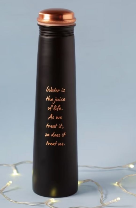Sadhguru Quote Copper Bottle- Black. For storing and drinking water. A festive gift for home and office.