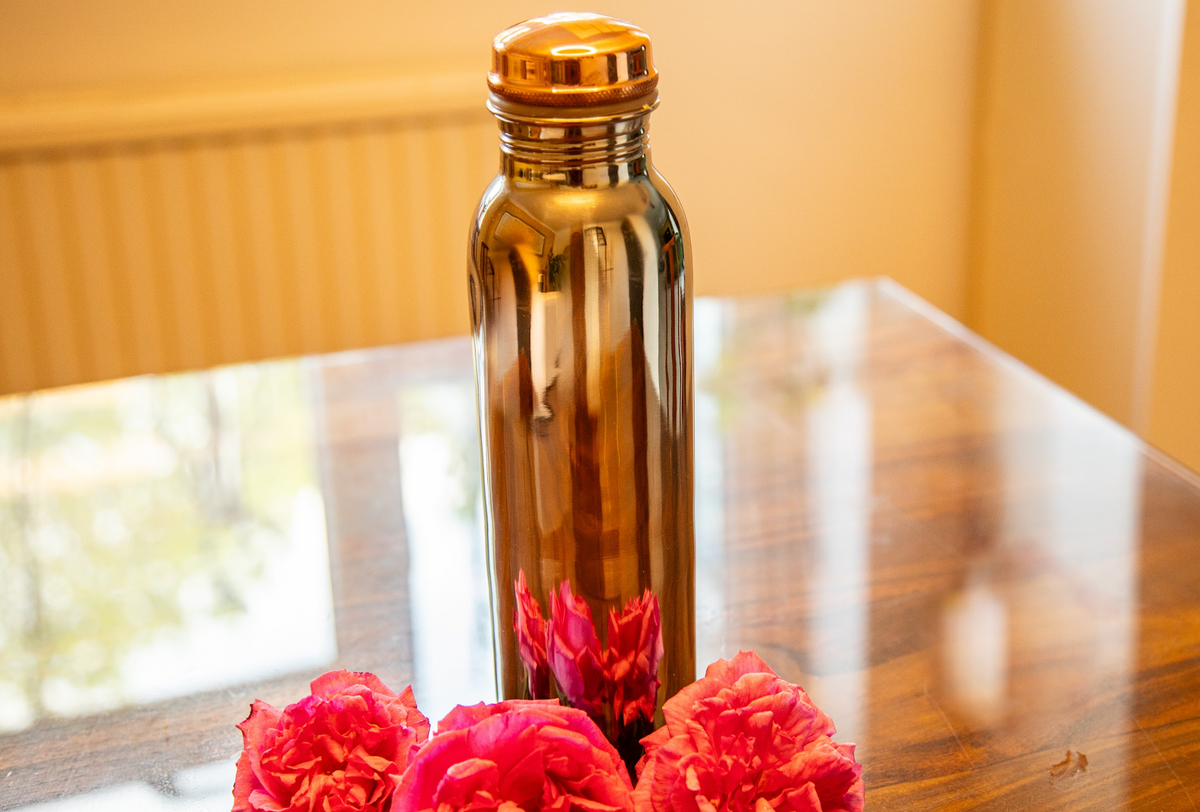 Copper Water Bottle With Stainless Steel Finish