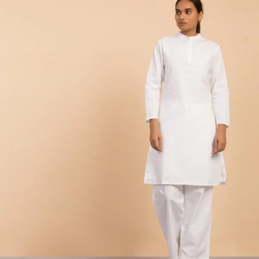 Womens Cotton Sadhana Kurta - White