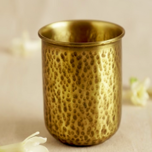 Antique textured brass water glass