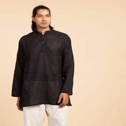 Kurta Linen/Cotton - Long Sleeve Black