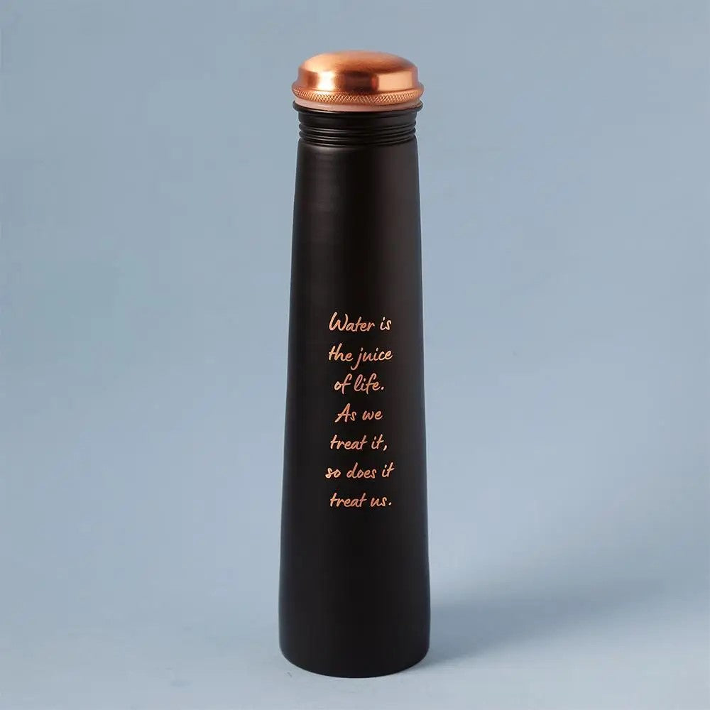 Sleek Copper Water Bottle Sadhguru Quote - Black