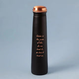 Sleek Copper Water Bottle Sadhguru Quote - Black