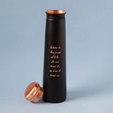 Sleek Copper Water Bottle Sadhguru Quote - Black