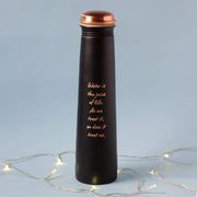 Sleek Copper Water Bottle Sadhguru Quote - Black