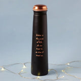 Sleek Copper Water Bottle Sadhguru Quote - Black