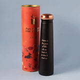 Sleek Copper Water Bottle Sadhguru Quote - Black