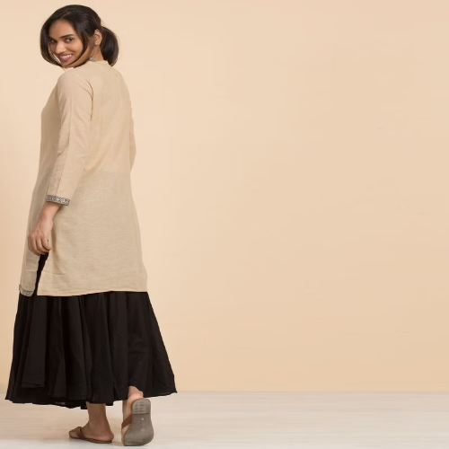 Ladies Long Sleeve Kurta - Beige