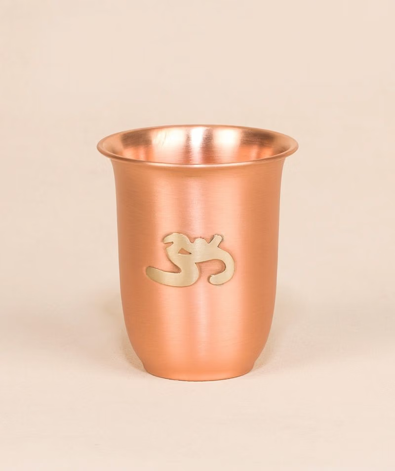 Copper Cup in Matte Finish with Brass Aum (small)