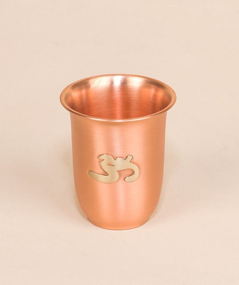 Copper Cup in Matte Finish with Brass Aum (small)