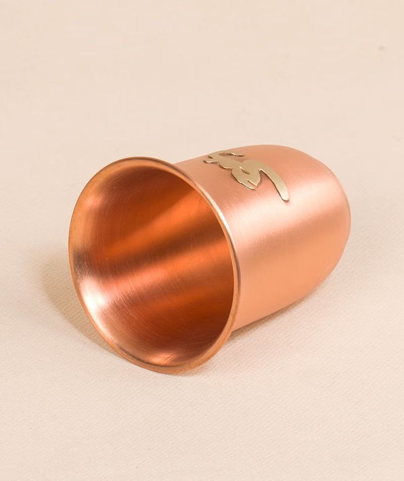 Copper Cup in Matte Finish with Brass Aum (small)