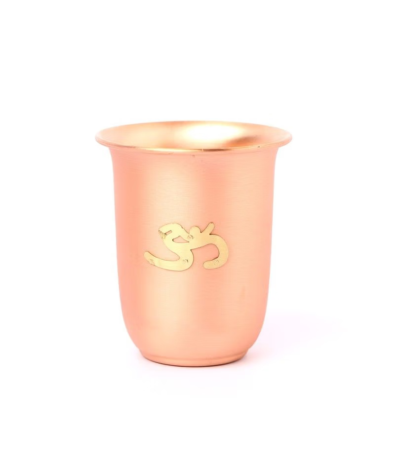 Copper Cup in Matte Finish with Brass Aum (small)