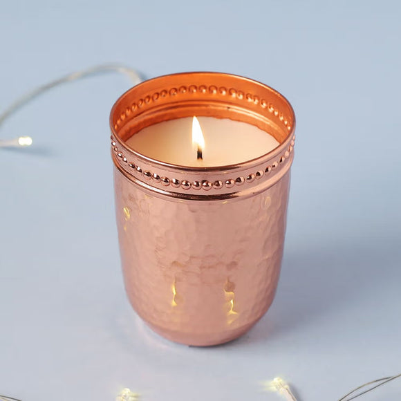 Hammered Copper Scented Soy Wax Candle Tall