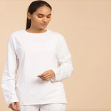 Unisex Organic Cotton Long Sleeve Sadhana T-Shirt - White