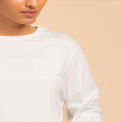 Unisex Cotton Long Sleeve Sadhana T-Shirt - White