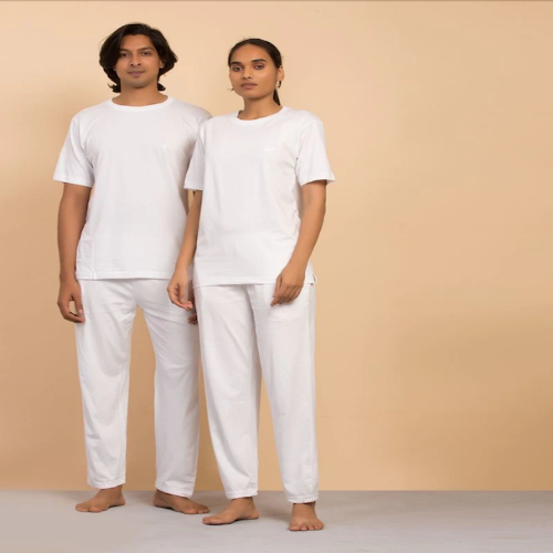 Unisex Cotton Short Sleeve Sadhana T-Shirt - White